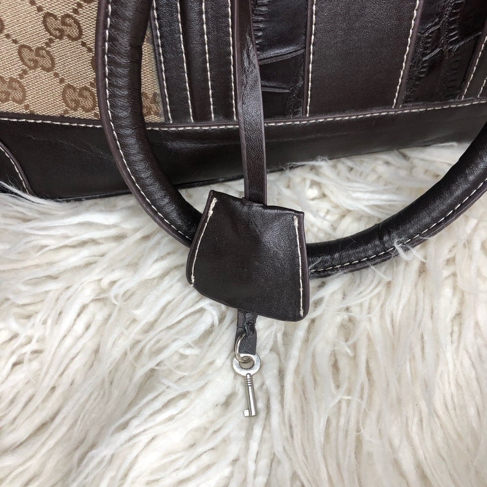 Vintage Gucci Crocodile & Leather Secret Web Tote - Picture 5 of 11